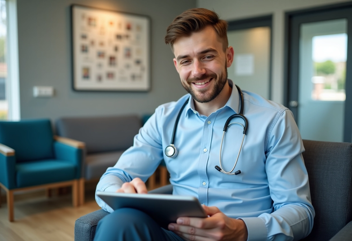 Jeune homme dans une salle d